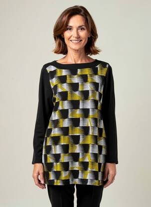 Pulover tunică elasticitate mâneci lungi negru MARBLE femeie