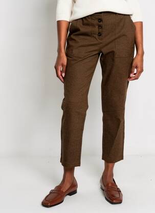 Pantalon 7/8 talie înaltă talie înaltă maro C'EST BEAU LA VIE femeie