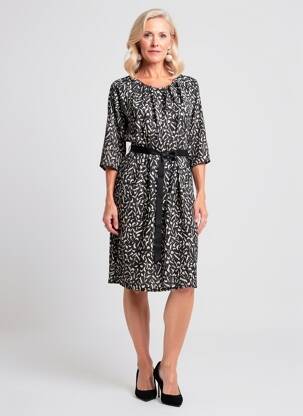Rochie midi mâneci 3/4 mâneci 3/4 negru JULIE GUERLANDE femeie