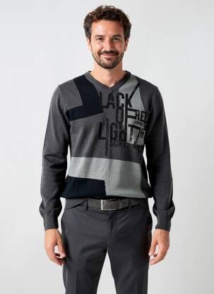 Pulover guler în v mâneci lungi gri MXO bărbat