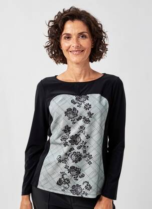 Tricou mâneci lungi mâneci lungi negru QUATRE VINGT JOURS femeie