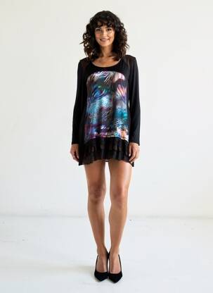 Rochie scurtă mâneci lungi mâneci lungi negru SUZANNA femeie
