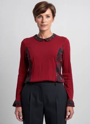 Tricou imprimeu fantezie mâneci lungi roșu JAC JAC femeie