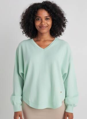 Pulover croială dreaptă mâneci lungi verde INDI & COLD femeie