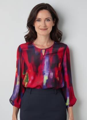 Tricou imprimeu fantezie mâneci lungi roșu JEAN DELFIN femeie