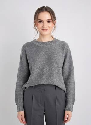 Pulover țesătură melanj mâneci lungi gri MORE & MORE femeie