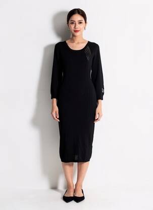 Rochie midi mâneci lungi mâneci lungi negru LIU JO femeie