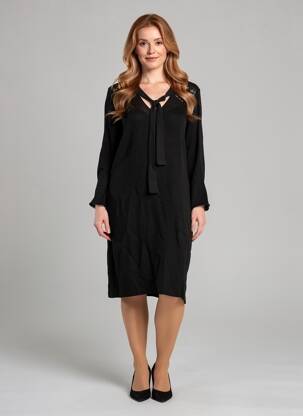 Rochie midi mâneci lungi mâneci lungi negru ONE STEP femeie