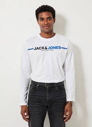 Tricou croială cambrată mâneci lungi alb JACK & JONES bărbat
