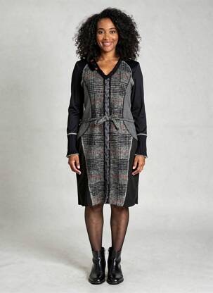 Rochie midi mâneci lungi mâneci lungi negru ANNA CRISTY femeie