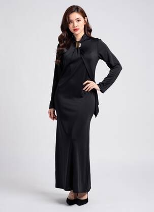 Rochie lungă mâneci lungi mâneci lungi negru LUMINA femeie