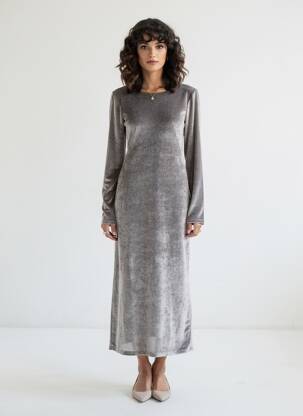 Rochie lungă mâneci lungi mâneci lungi gri CIVICO 1 femeie
