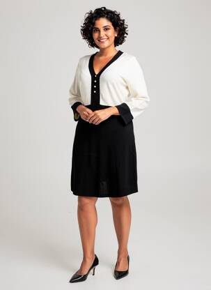 Rochie midi mâneci lungi mâneci lungi negru MARBLE femeie
