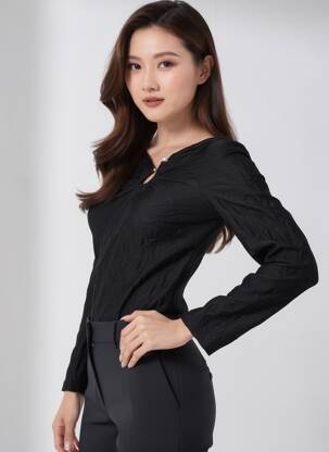 Tricou mâneci lungi mâneci lungi negru SALSA femeie