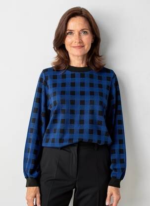 Pulover strânsă pe partea de jos mâneci lungi albastru MADEMOISELLE YEYE femeie