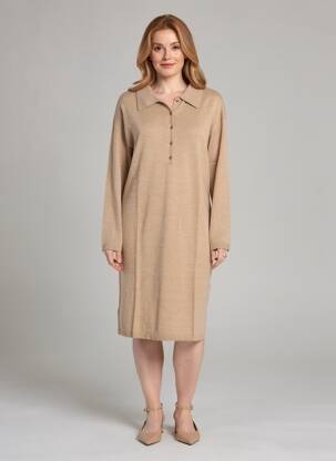 Rochie pulover țesătură melanj mâneci lungi maro YERSE femeie