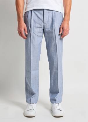 Pantalon drept țesătură melanj talie înaltă albastru TOMMY HILFIGER bărbat