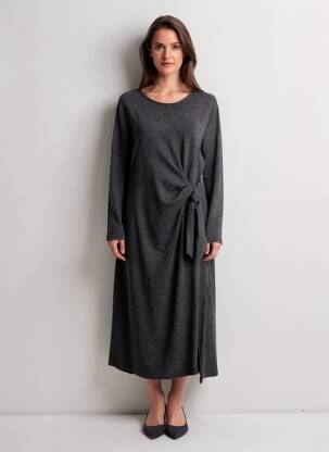 Rochie lungă mâneci lungi mâneci lungi gri SCARLET ROOS femeie