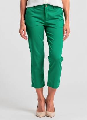 Pantalon 7/8 închidere cu fermoar sub clapetă cu nasturi verde SARAH JOHN femeie