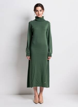 Rochie pulover croială cambrată mâneci lungi verde LA PETITE ETOILE femeie