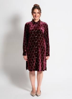 Rochie midi imprimeu fantezie mâneci lungi violet STORIATIPIC femeie