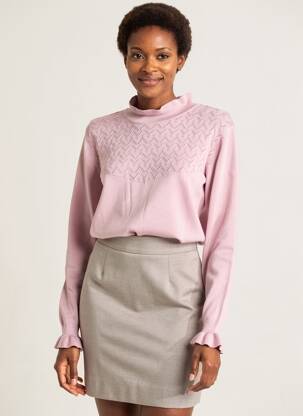 Pulover croială cambrată mâneci lungi violet CREAM femeie