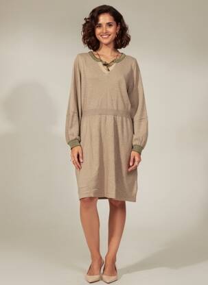 Rochie midi mâneci lungi mâneci lungi maro DIPLODOCUS femeie