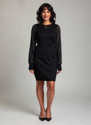 Rochie pulover elasticitate mâneci lungi negru MOLLY BRACKEN femeie