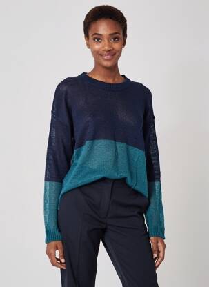 Pulover elasticitate mâneci lungi albastru INDI & COLD femeie