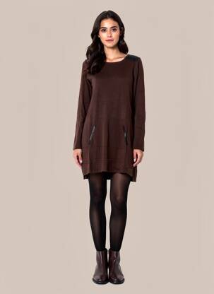 Rochie pulover croială cambrată mâneci lungi maro SALSA femeie