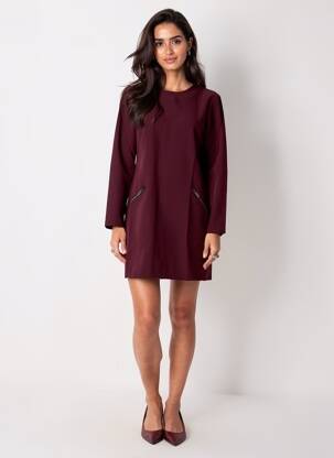Rochie scurtă închidere cu fermoar la spate mâneci lungi violet SALSA femeie