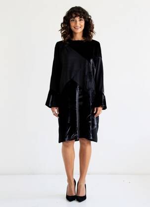 Rochie midi mâneci lungi mâneci lungi negru DESIGUAL femeie