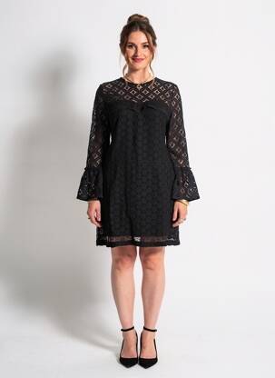 Rochie scurtă închidere cu fermoar la spate mâneci lungi negru DESIGUAL femeie