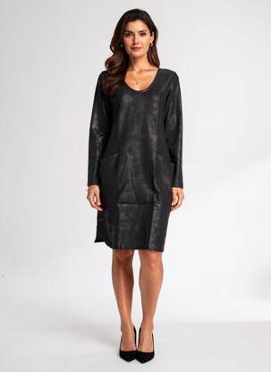 Rochie midi mâneci lungi mâneci lungi negru SUGGEST femeie
