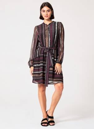 Rochie midi imprimeu fantezie mâneci lungi negru SALSA femeie
