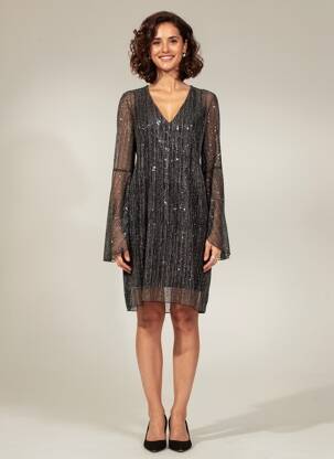 Rochie midi mâneci lungi mâneci lungi negru ESPERANCE femeie
