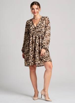 Rochie scurtă mâneci lungi mâneci lungi maro IKOONE&BIANKA femeie