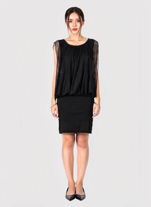 Rochie scurtă mâneci lungi mâneci lungi negru ESPERANCE femeie