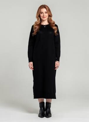 Rochie pulover elasticitate mâneci lungi negru ZILCH femeie