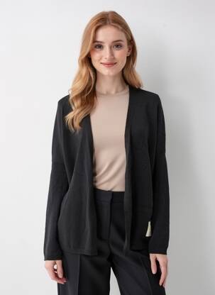 Vestă cu mâneci lungi elasticitate negru APRIL VINTAGE femeie