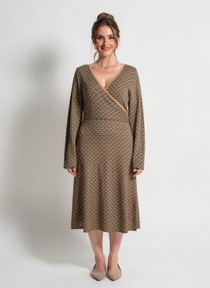Rochie midi mâneci lungi mâneci lungi maro ZILCH femeie