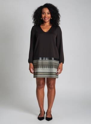 Rochie scurtă mâneci lungi mâneci lungi negru LAUREN VIDAL femeie