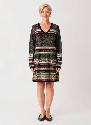 Rochie pulover guler în v mâneci lungi negru ALDO MARTIN'S femeie