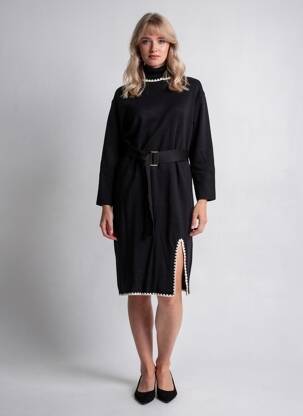 Rochie pulover elasticitate mâneci lungi negru ANNY femeie