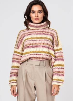 Pulover cu guler înalt elasticitate mâneci lungi roz RINASCIMENTO femeie
