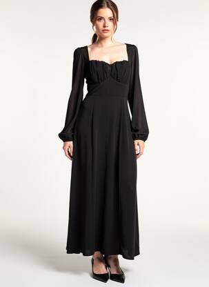 Rochie lungă mâneci lungi mâneci lungi negru KILKY femeie