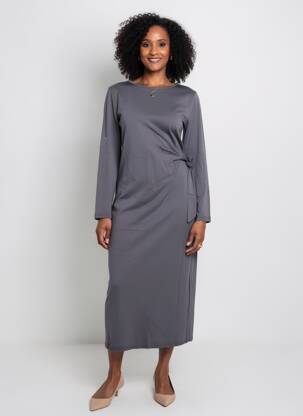 Rochie midi mâneci lungi mâneci lungi gri SEASON femeie