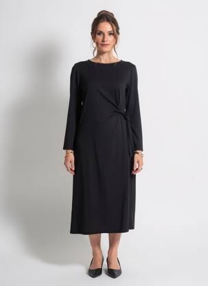Rochie midi mâneci lungi mâneci lungi negru SEASON femeie