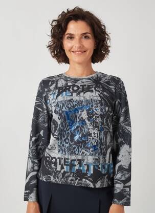 Pulover țesătură melanj mâneci lungi negru JOY OF LIFE femeie