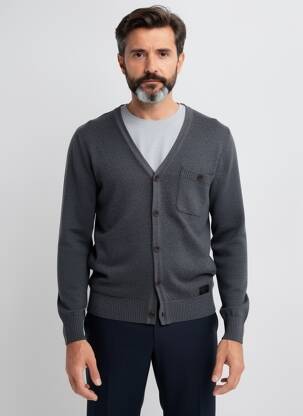 Vestă cu mâneci lungi închidere cu nasturi pe față gri MEXX bărbat